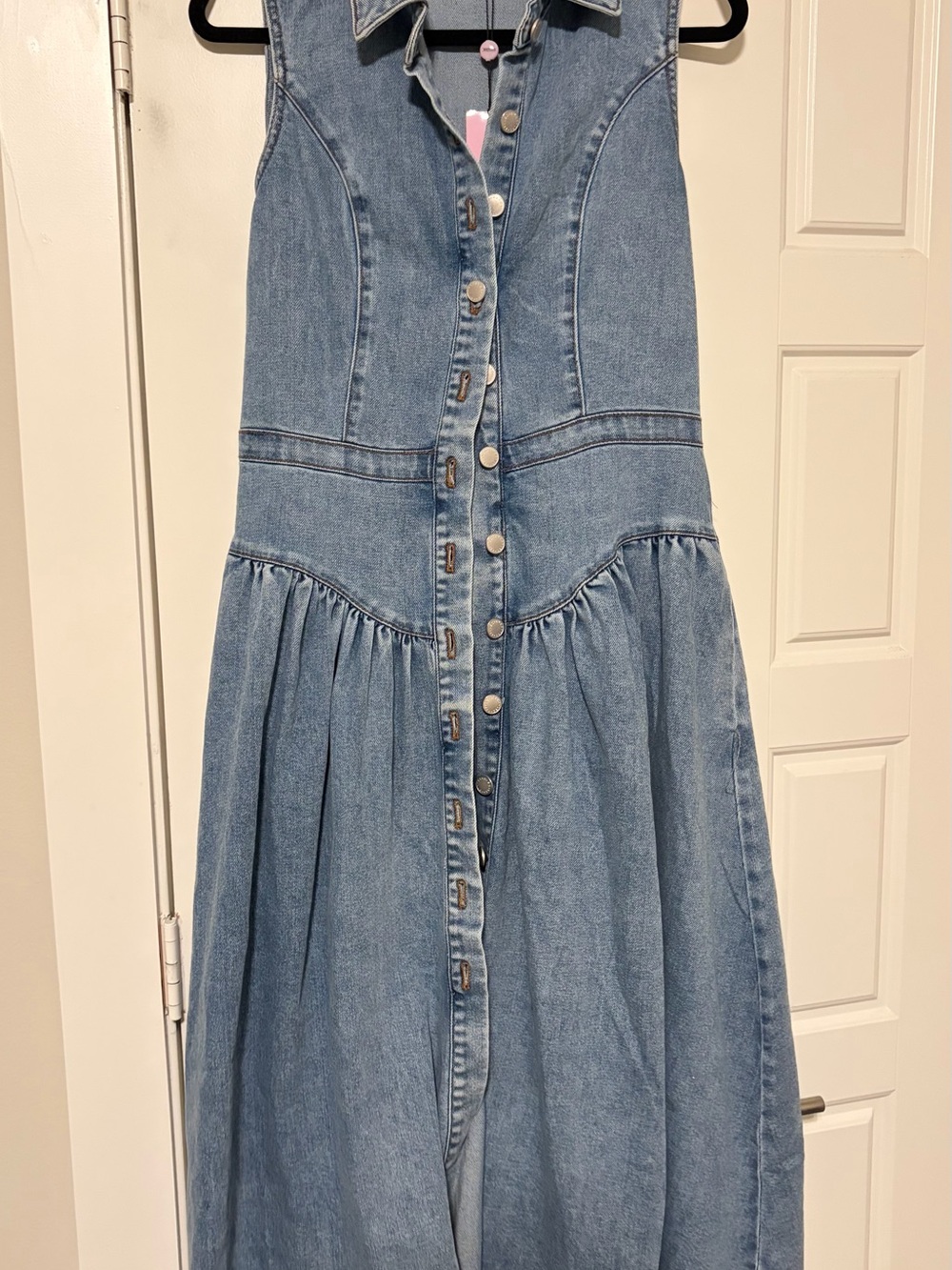 Avec Les Filles Light Blue Denim Midi Dress